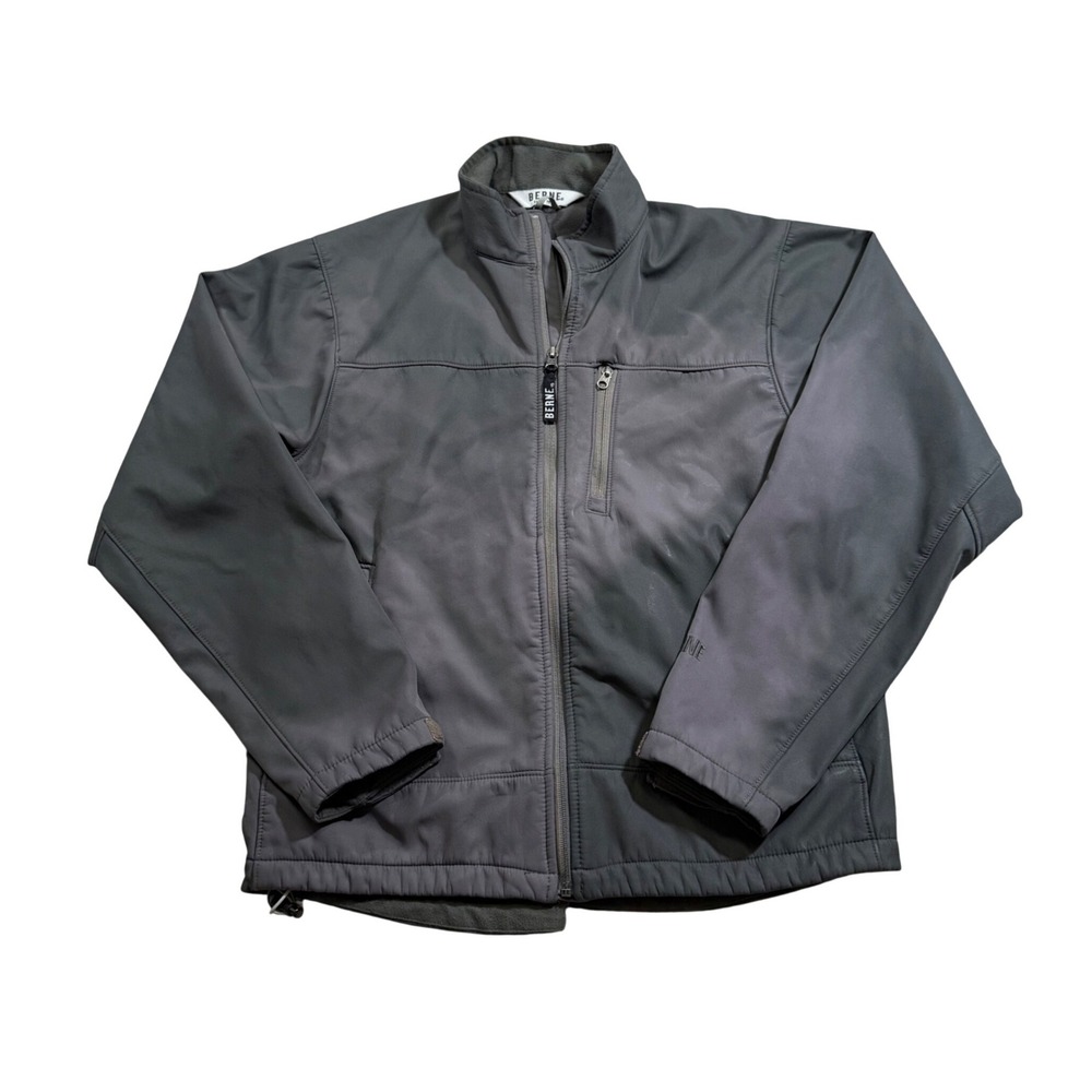 Berne Softshell Jacket XL Gray Full Zip Fleece Lined Workwear Utility Coat
